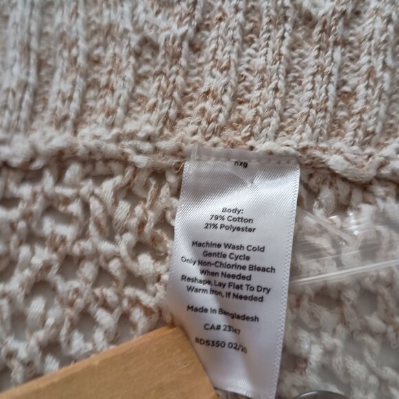 TALBOT’S Open Knit Tan Oversized Poncho Women’s Size XS NWT - Picture 5 of 14